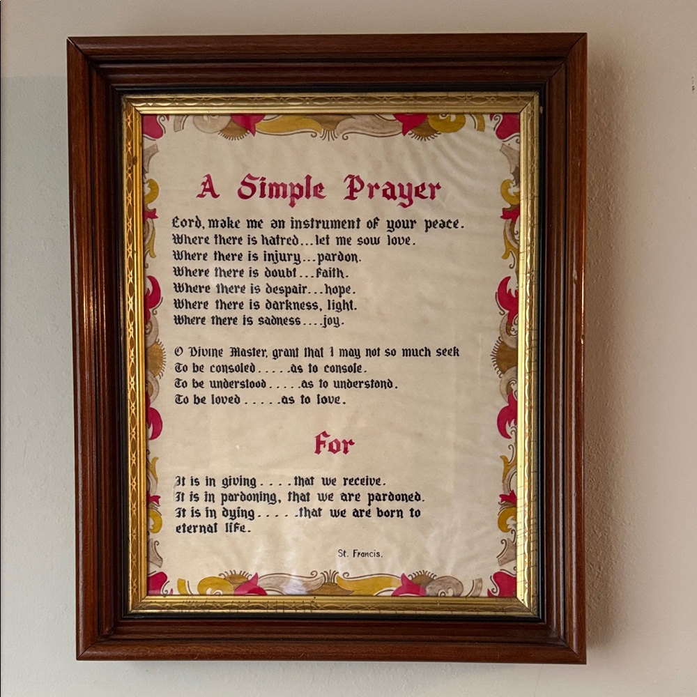 Antique prayer frame art